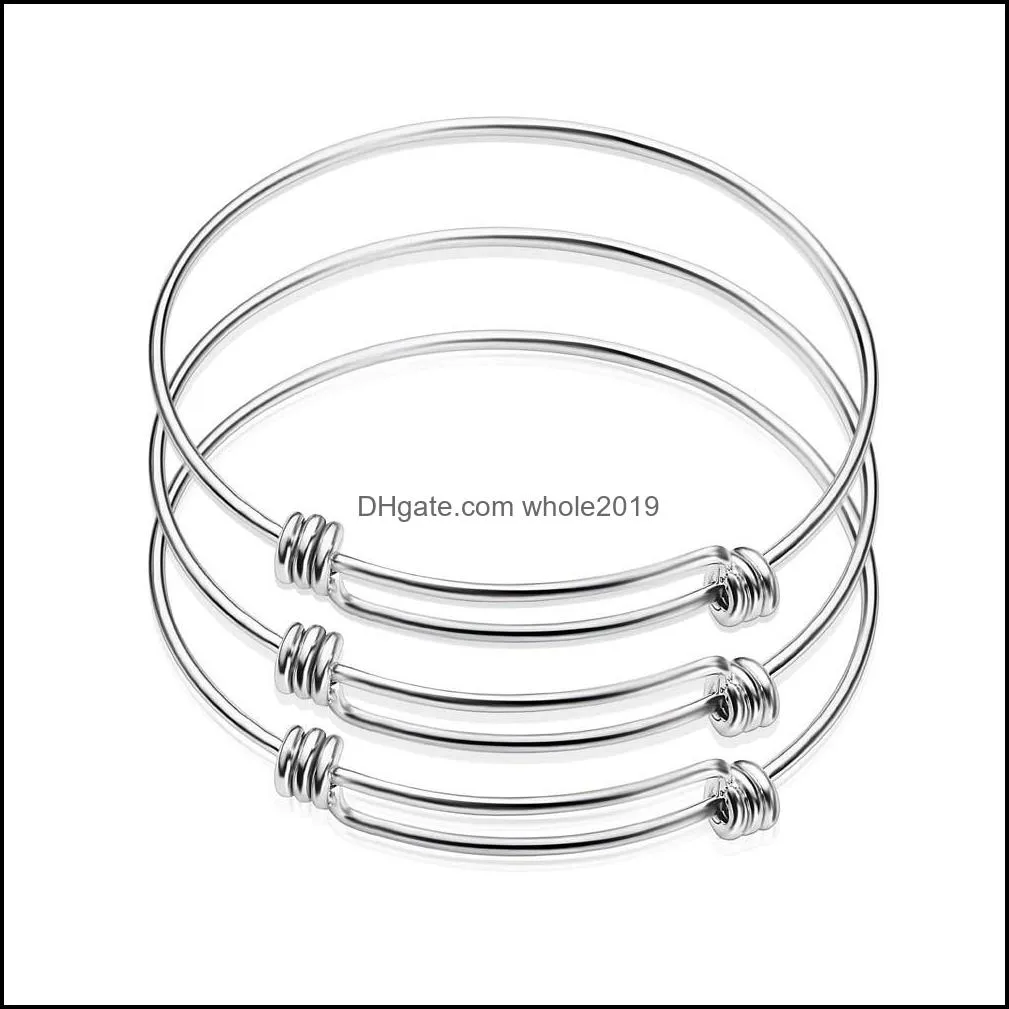 fashion stainless steel expandable size wire bangle bracelet adjustable bangle silver trendy bracelet lucky jewelry hot sale