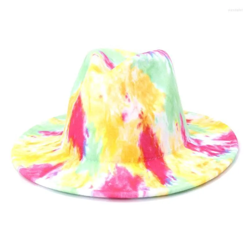 Basker Fashion Colorful Wide Brim Top Hats Panama filt Fedoras Hat For Men Women Spring Wool Jazz Capsberets Beretsberets Wend22