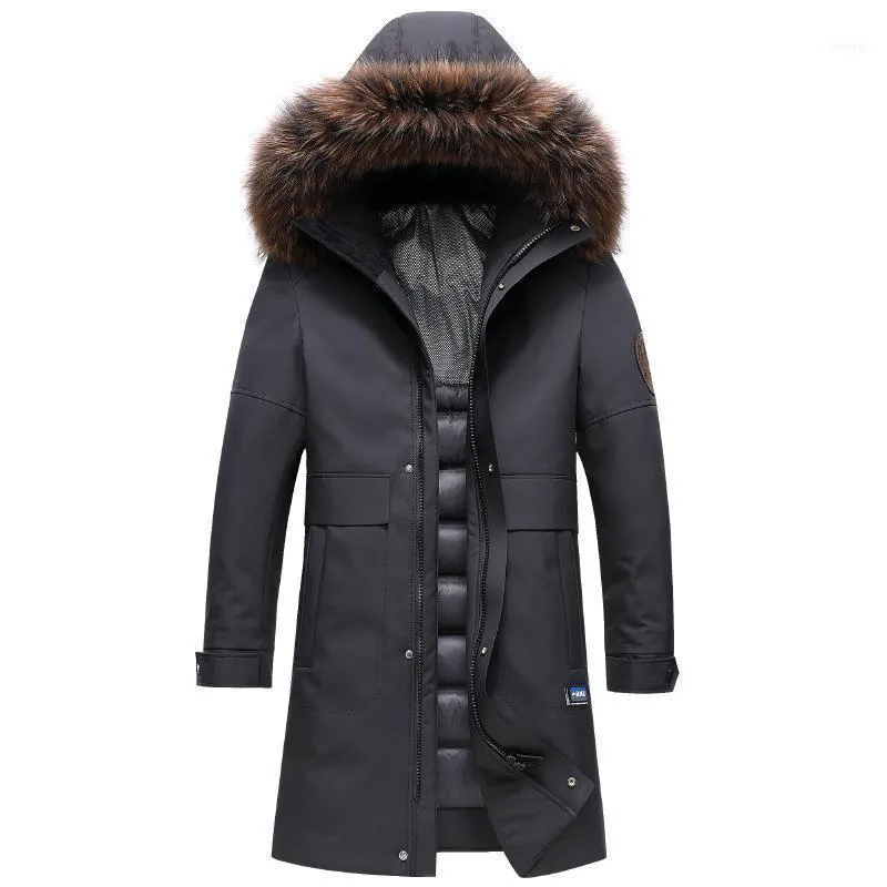 Parkas en duvet pour hommes 2022 long épaissir chaud hiver Mannen Jas véritable col en fourrure à capuche Giacchetto Uomo Con Piuma