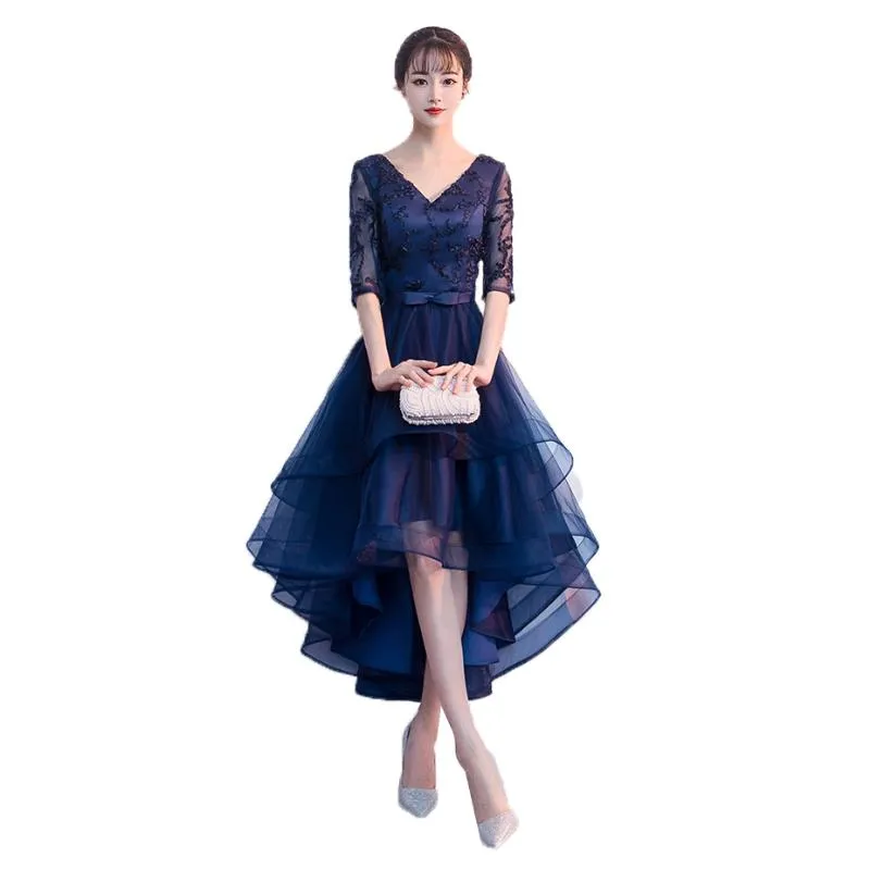 Festklänningar korta aftonklänningar Ankomst Elegant A-Line Casual Lace Dress Formal Half Sleeve Robe de Soireeparty