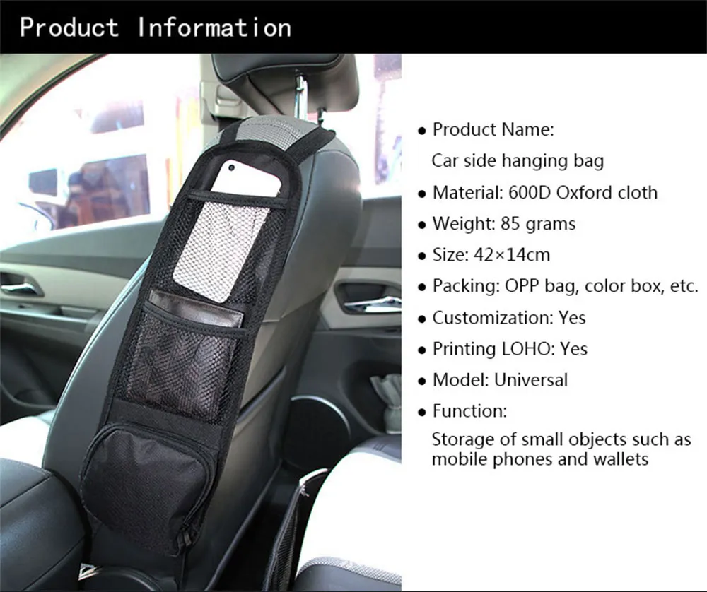 Universelle Autositz Seitenaufbewahrung, Hängende Tasche, Auto