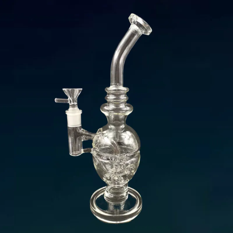 FTK style bong new design hollow out glass recycler glass bong water pipe with tyre perc amazing vortex