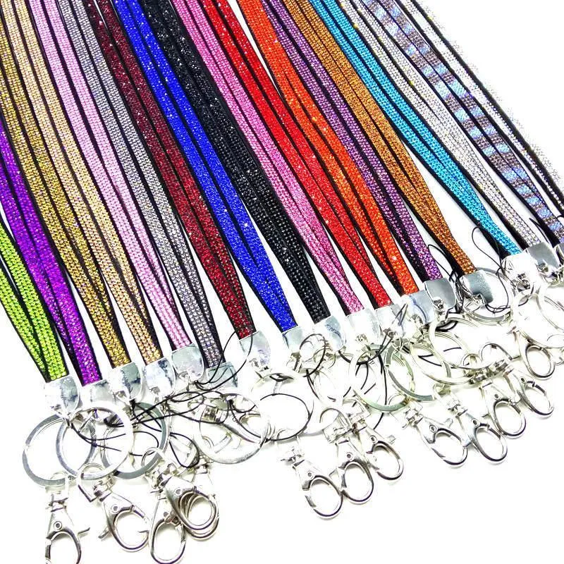 Bling Lanyard Blink Straps Crystal Rhinestone in neck with claw clasp ID Badge Holder for Mobile phone Camera DH8776