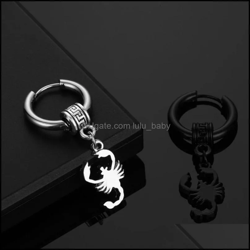 titanium steel body piercing jewelry dangle scorpion earring hoops  pendant hoop earrings for men and women