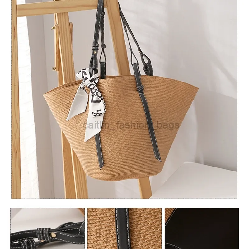 New Fashion Woven Beach Straw Handbags 2022 Luxury Brand Designer Women Shopper Basket Bohemia Vacation Summer Tote Borsa a tracolla G220812