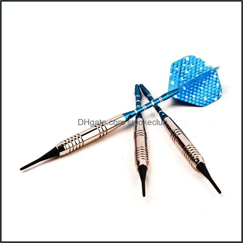 3 pcs/set 18g high quality professional electronic dart anti-throw antiskid soft tip darts game security Blue aluminum foil wing