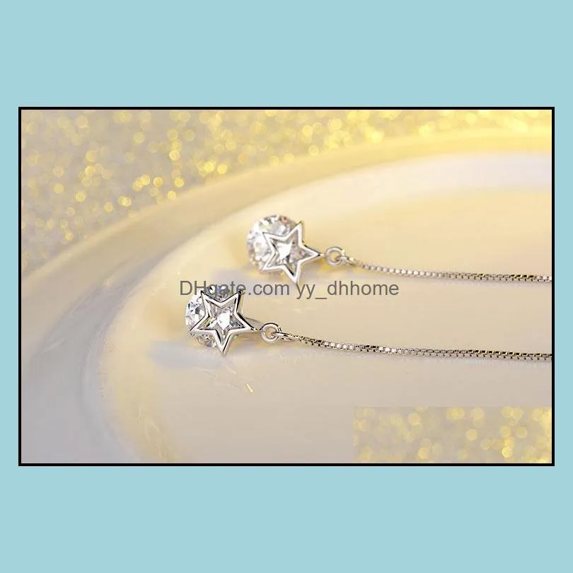 pearl earrings hot sale silver dangle drop crystal star earrings for women girl wedding party fashion jewelry wholesale free shipping