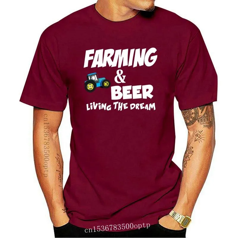 Men's T-Shirts Street Style Farm & Beer - Farmer / Tractor Funny Gift Ideas Tee Shirt Design