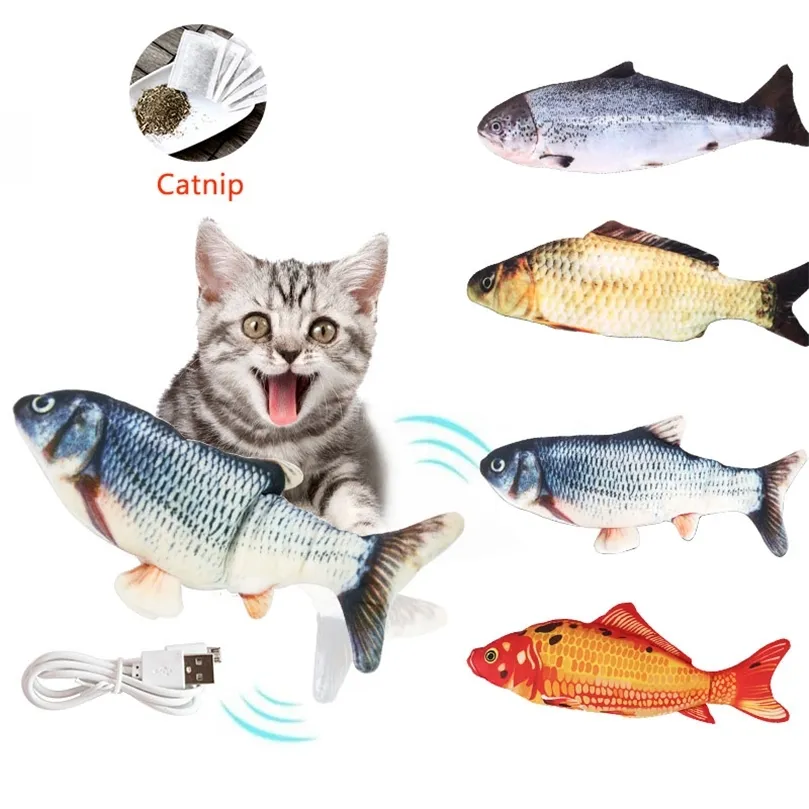 Pet doux électronique poisson forme chat jouet électrique USB charge simulation poissons jouets drôle chat mâcher jouer fournitures dropshipping 220423