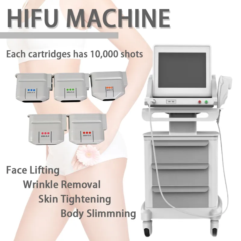 2022 Outros equipamentos de beleza Tipo HIFU 5 Cabeças Médica HIFU HIFU Alta intensidade Máquina de remoção de rugas de levantamento para face e corpo