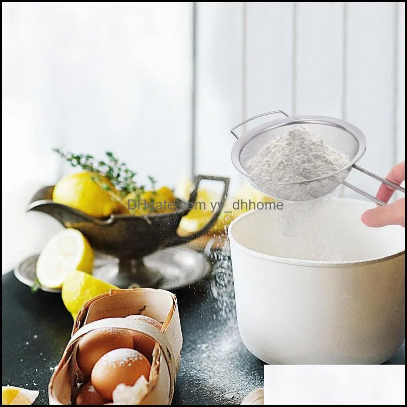 2/3pcs stainless steel flour sieve colander mesh handheld oil tea strainer filter kitchen pastry baking accessories & tools