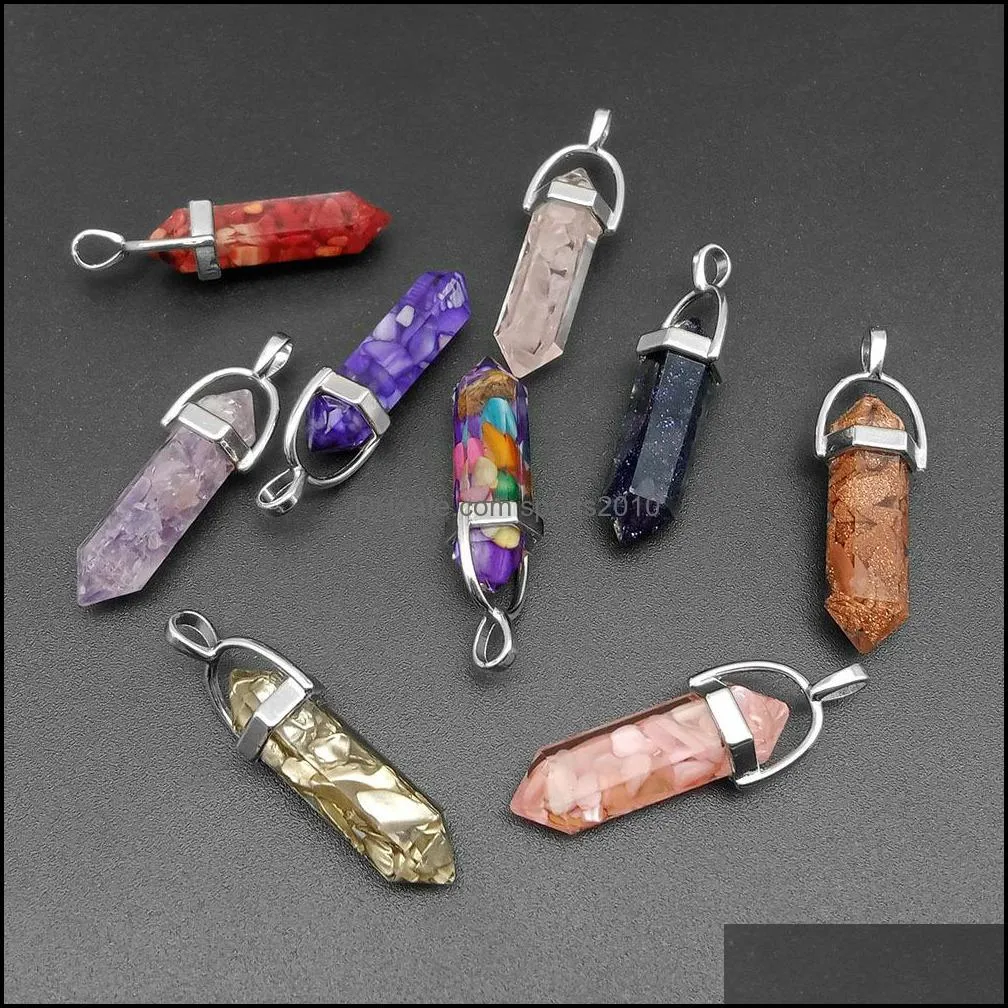 Artes e ofícios Presentes de artes Home Garden Garden Cravel Broken Stones Broken Charms Chakra Healing pendum hexagonal prism dxy