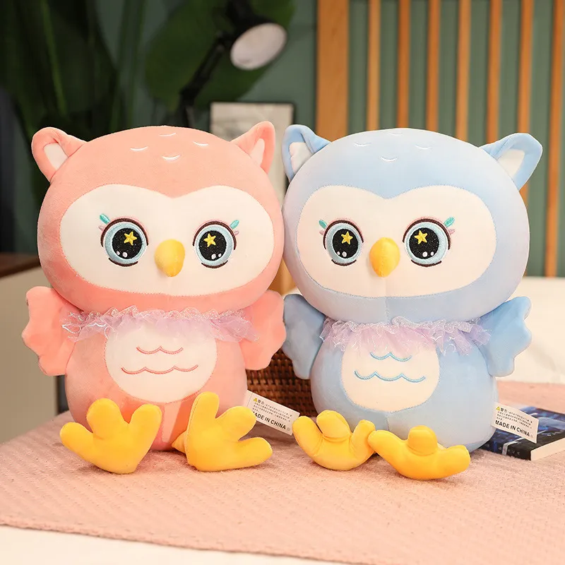 Peluche hibou en dentelle pour Couple, 24cm, poupée, oreiller de couchage, Animal en peluche