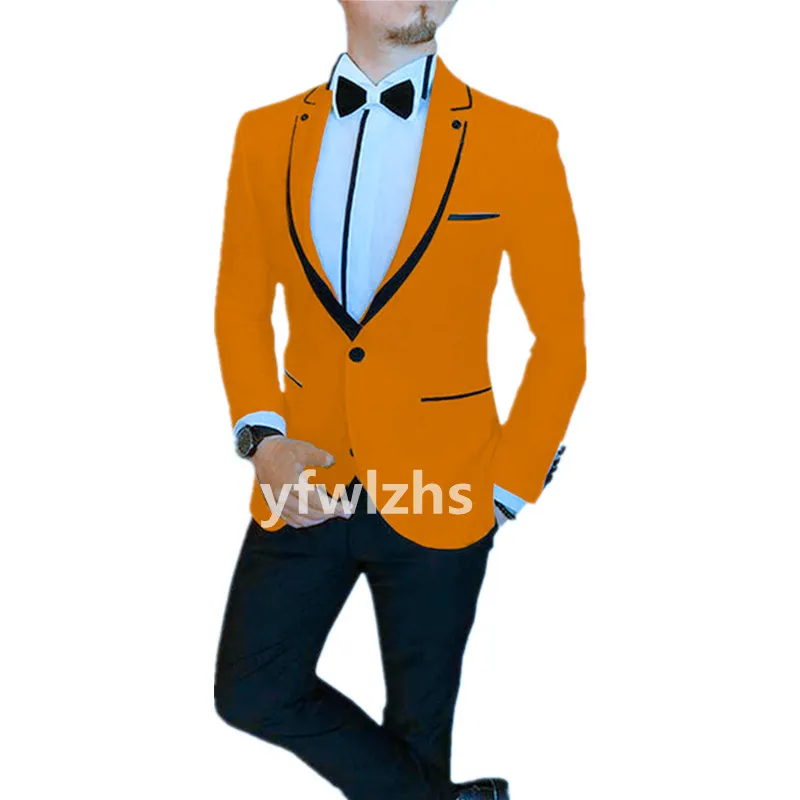 Dostosuj smoking Jeden przycisk Przystojny wycięcie Lapel Groom Tuxedos Men Suits Wedding/Prom/Dinner Man Blazer (kurtka+spodnie+krawat+kamizelka) W1062