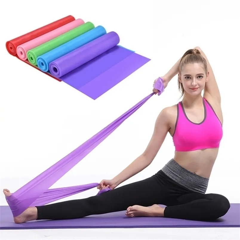 Yoga Pilates Stretch Resistance Band träning Fitness Band Training Elastic Training Fitness Rubber 150cm Natural Rubber Gym 220618