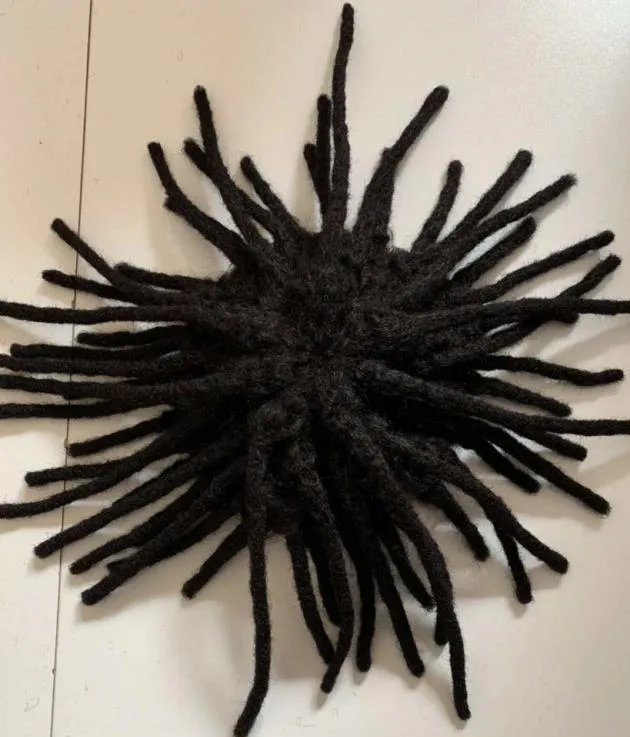 Dreadlocks Brezilyalı Remy Saç Değiştirme Afrika Amerikan Erkek Hairpieces 8mm Dalgalar Erkek Ünitesi 6mm Kinky Dalga Siyah Erkekler Için Tam Dantel Peruk