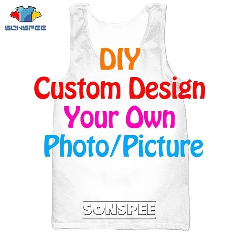 Sonspee 3d Print Men S Gimnasio Bodybuilding Hip Hop Toqule Toques DIY Personalizado Summer Casual Fitness Funny Vest Camiseta sin mangas 220707