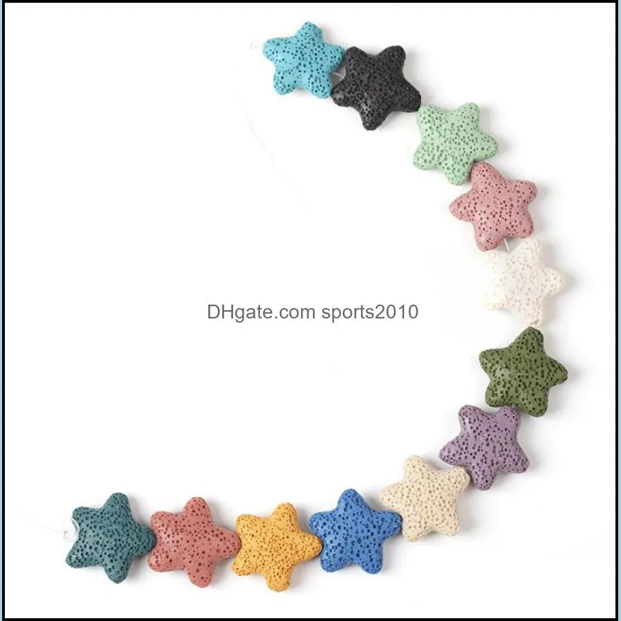loose colorful flat star lava stone bead diy essential oil diffuser necklace earrings jewelry making sports2010
