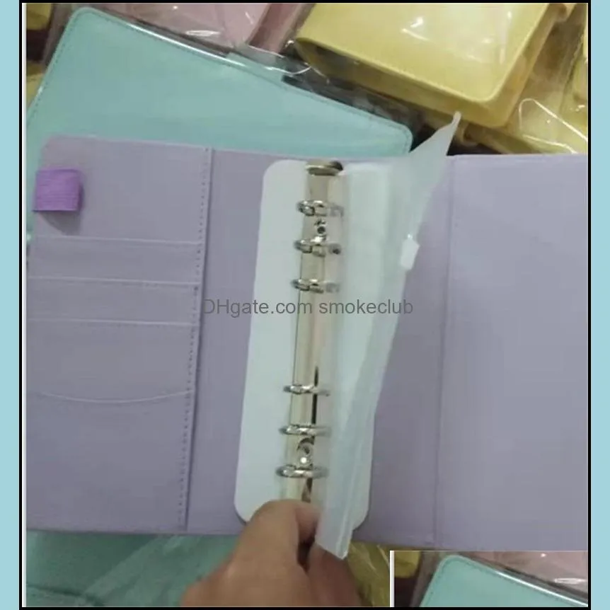 A6 PU Leather Notebook Binder Macaron color 19*13cm Refillable 6 Ring Binder A6 Filler Paper Magnetic Buckle Closure custom DIY 99 S2