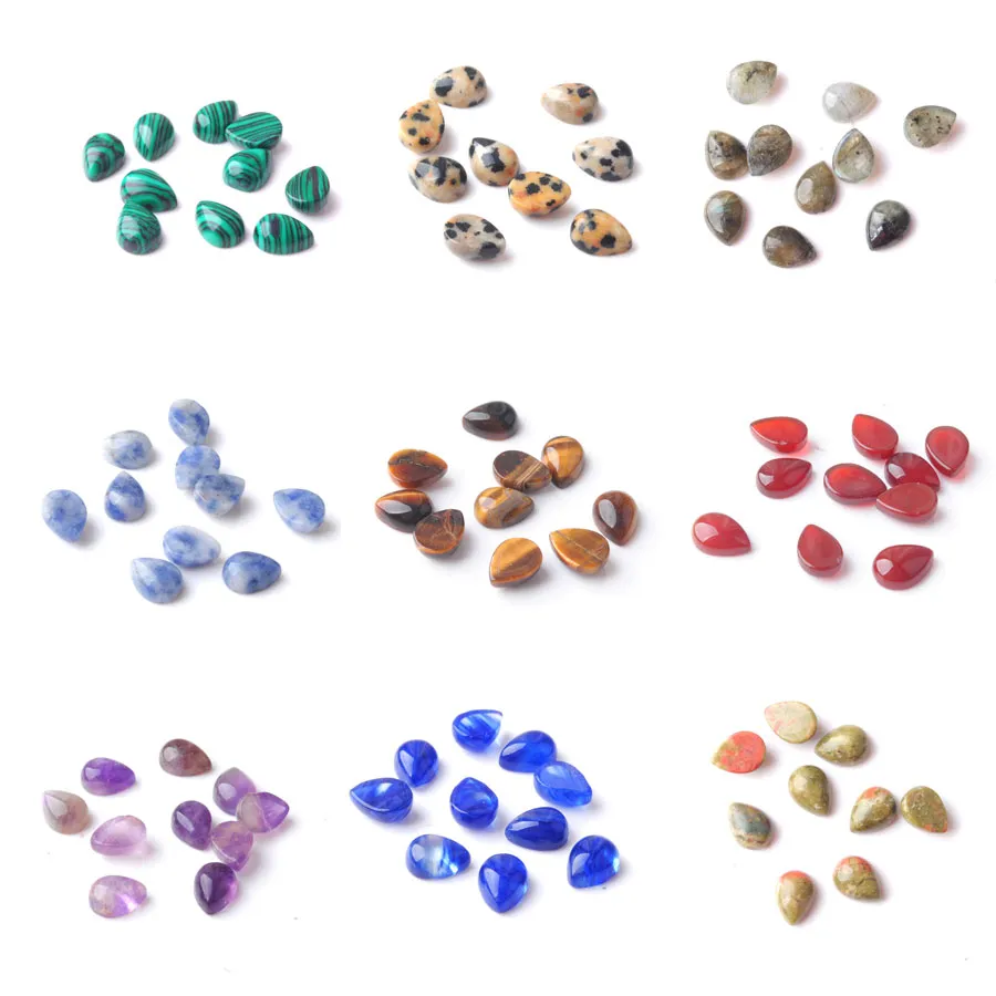 Liten Jasper Pink Opal Gemstones Cabochon Cab Water Drop Pendant Pärla för DIY örhängen smycken gör hantverk gåva BZ909