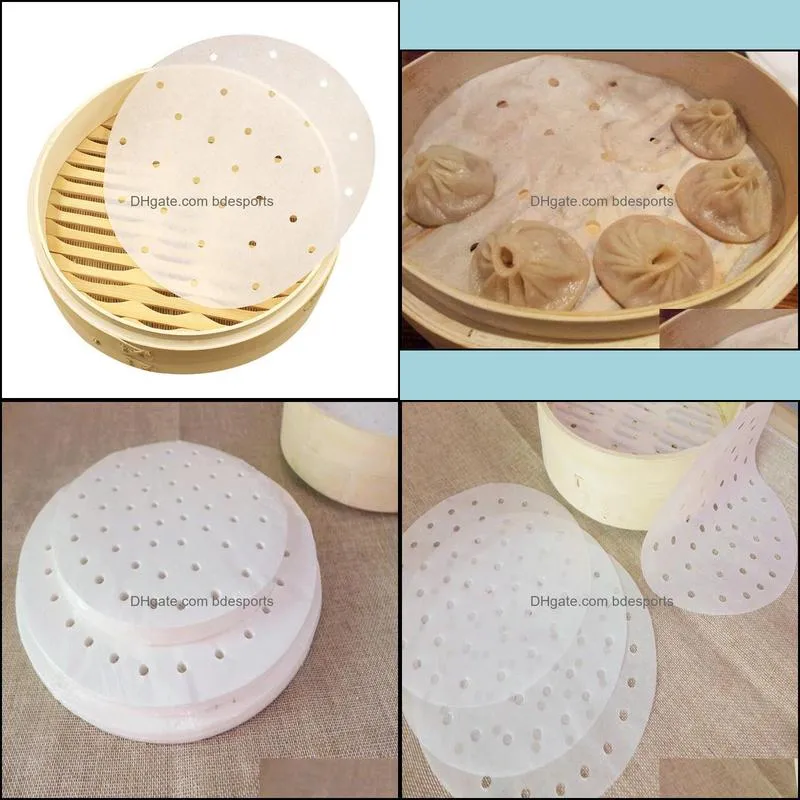 400pcs/lot Bamboo steamer steaming paper release paper 16 size vegetables dim sum pot steamer nonstick baking pan liners LX0814
