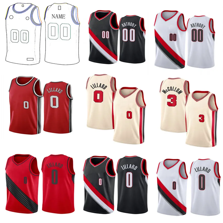 Basketball jerseys Designer Mens Basket Ball Wear 0 Lillard Hoge kwaliteit Comfortabele aanpassing Naamnummer S-2XL