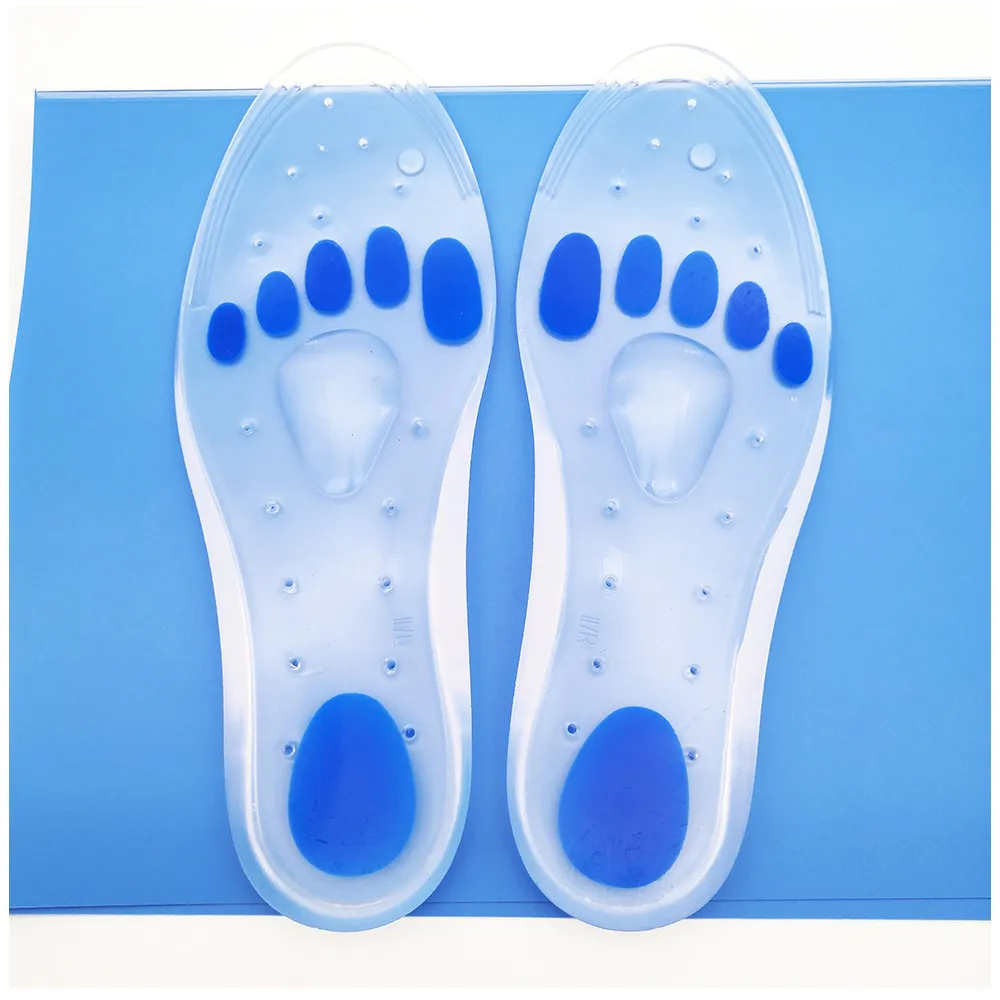Semelles en silicone Support de voûte plantaire Coussin de traitement des pieds de massage Transparent avec trous