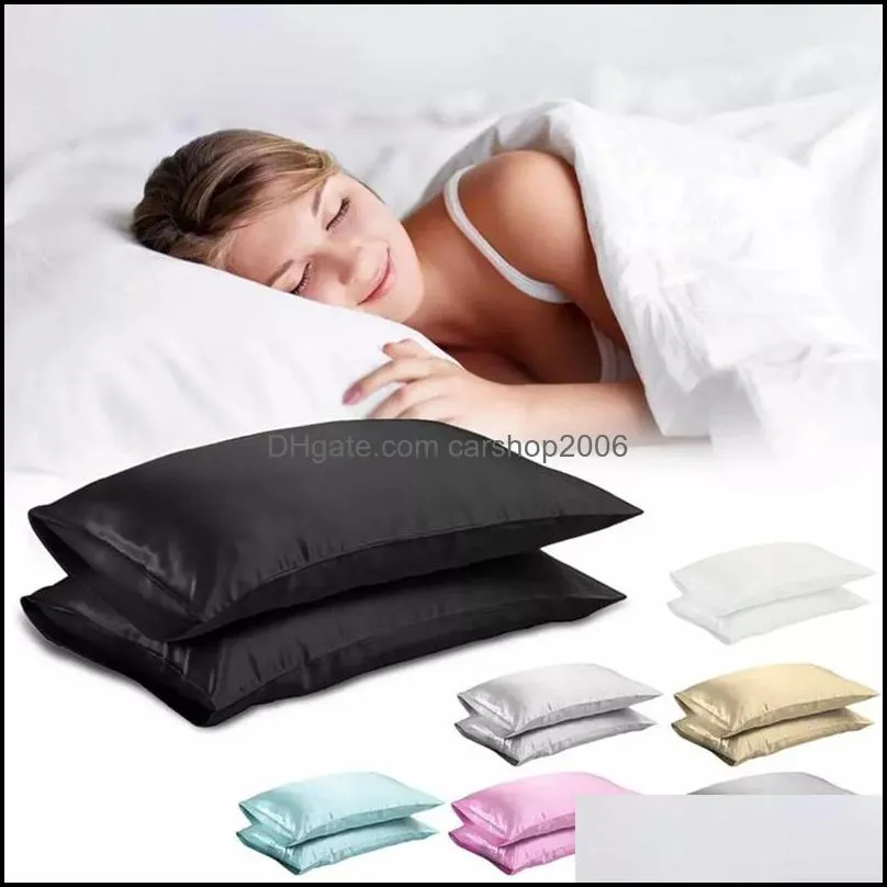 20*26inch silk satin pillowcase solid color pillows cover luxury bedding smooth pillow case for bed throw wll478