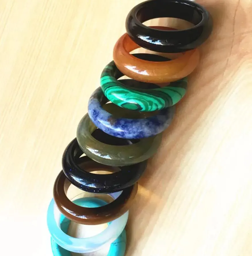 random mixed 6mm natural stone ring opal turquoises black onyx tiger eye sodalite malachite jewelry gift finger rings for women men