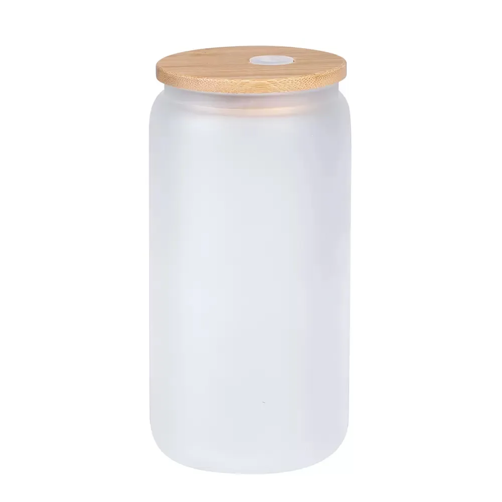 2 mönster Spotvaror sublimering 16oz glaskoppar kan glas tumlare med bambu lock återanvändbart halm ölburkar transparent frostad soda cancer dricka