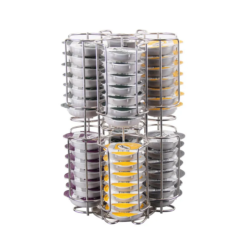 64 Cups Rotating Coffee Capsule Holder Pods Ribbon Storage Rack