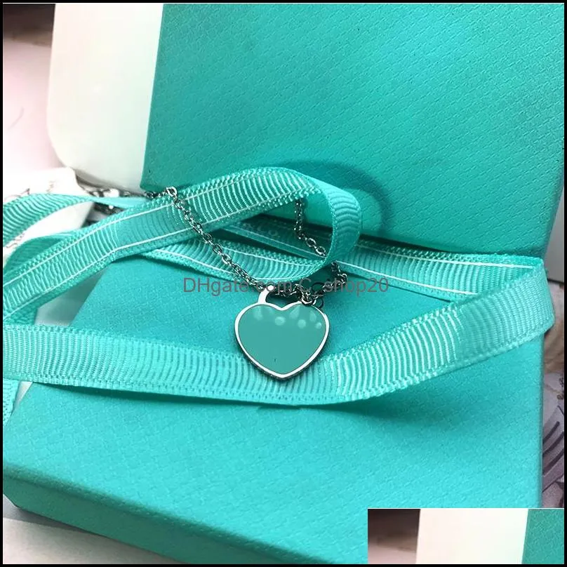 19mm heart necklace womens a set of packaging stainless steel blue heart pendant pink green red jewelry valentine day gift girlfriend cshop20