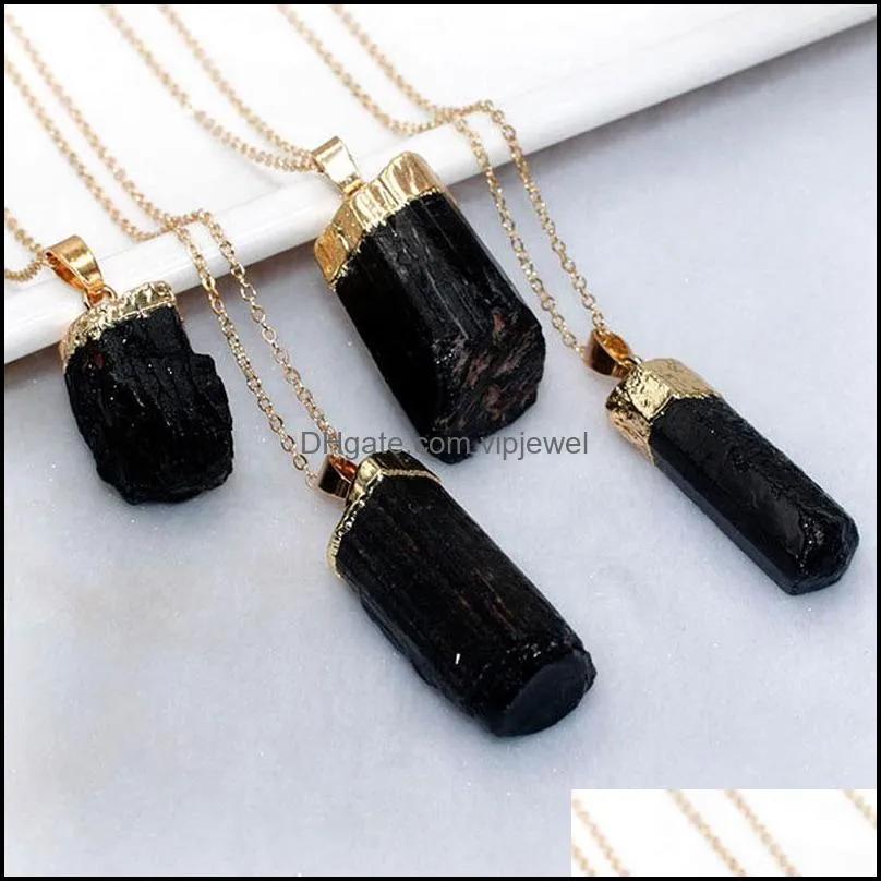 irregular natural stone gold plated pendant necklaces for women men fashion party decor lucky jewelry with chain