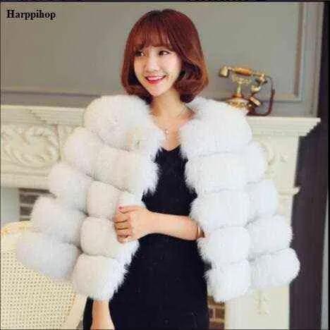 Harppihop femmes chaud réel manteau de fourrure courte hiver fourrure veste d'extérieur naturel bleu manteaux de fourrure pour les femmes C-423 T220816