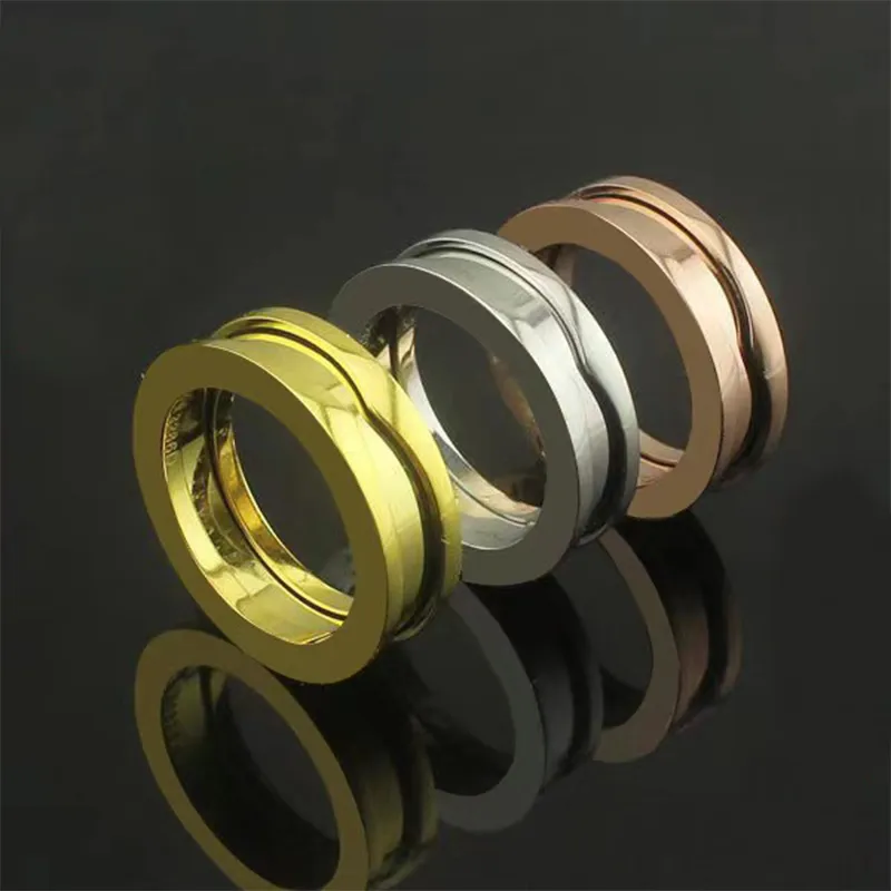 High Quality 316L Titanium Steel Couple Ring Classic Single Coil Spring Designer Ring For Women & Men European Fashion Jewelry Gift