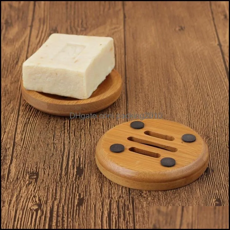 round mini soap dish creative environmental protection natural bamboo drying soaps holder bathroom accessories zwl443