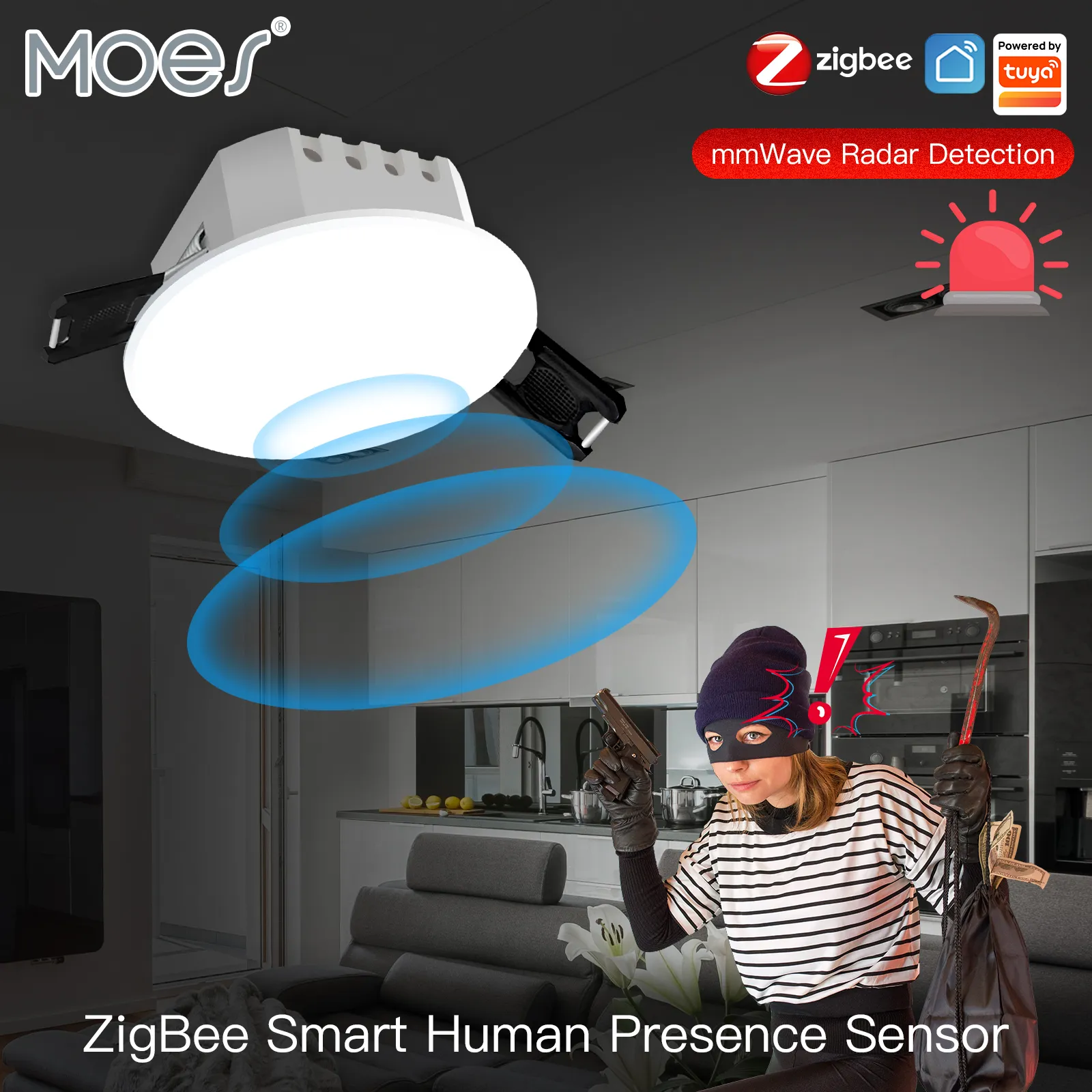 Moes Tuya Smart ZigBee Control Human Presence Detector Radar Detection  Sensor Photometric 2 In 1 Function Smart Life Ceiling PIR Hub From  Wenzhounuohua, $35.91