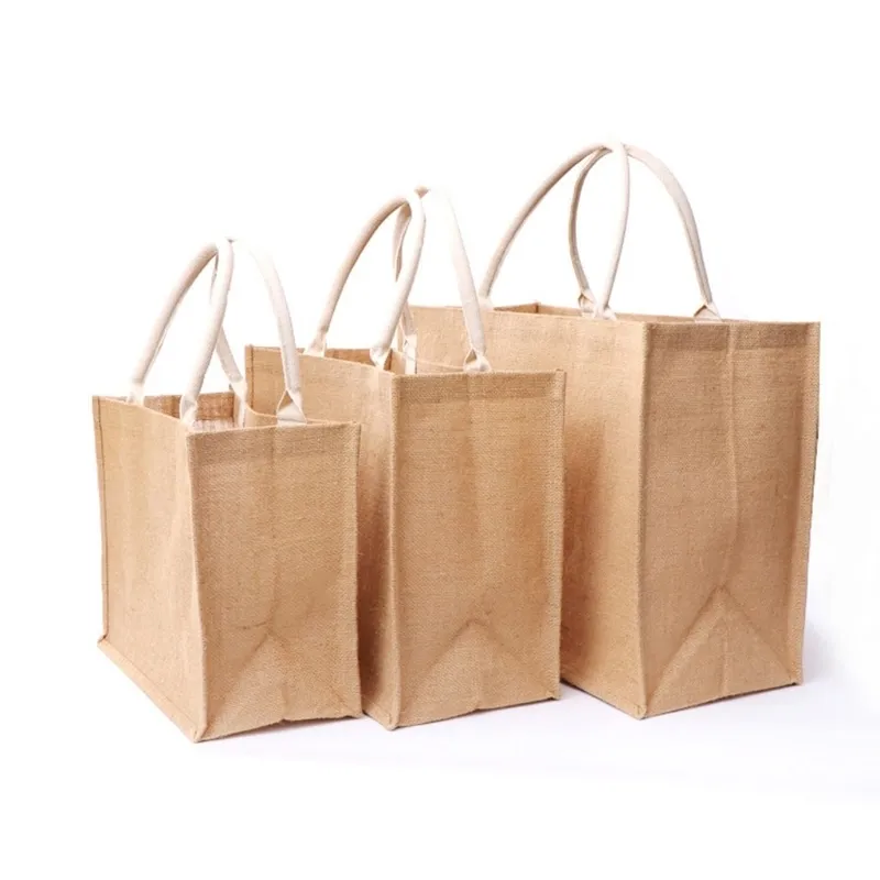 Постоянные варианты джутовой сумки экологически чистые продуктовые сумки для торжества для торговых пляжных каникул Picnic M20 22 Drop W220427
