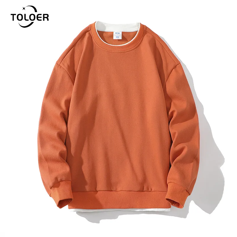 Autumn Men's Sweatshirt Fashion AllMatch Hoodie Casual Solid Color Mens Pullover Sport Simple Round Neck Sweatshirts 220816