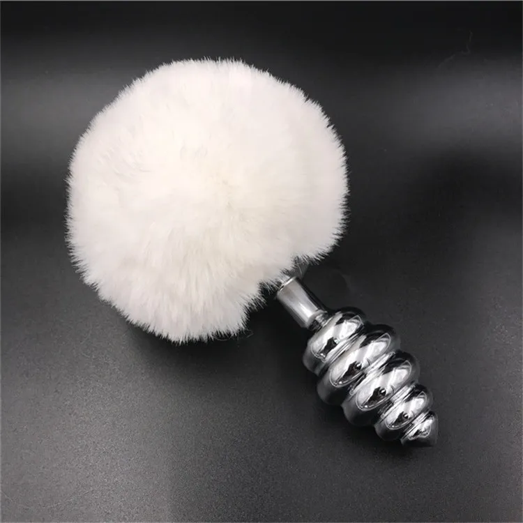 White Rabbit bunny tail sexy products alloy stainless steel Woman anal butt jewelry plug toy For Women And Men