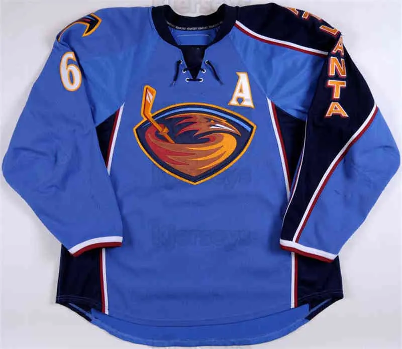 Men's Vintage Atlanta Thrashers Jerseys Game Worn Jersey17 Ilya Kovalchuk 36 Eric Boulton 6 Ron Hainsey 7 Mark Popovic Jersey Blue Hockey