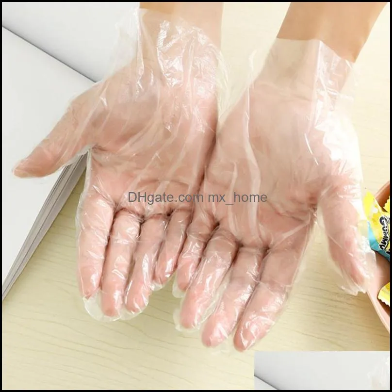 50packs/lot 1set=1pack=100pieces Clear Disposable Plastic Gloves PE Glove Transparent Cleaning Gardening Home Restaurant hot sale