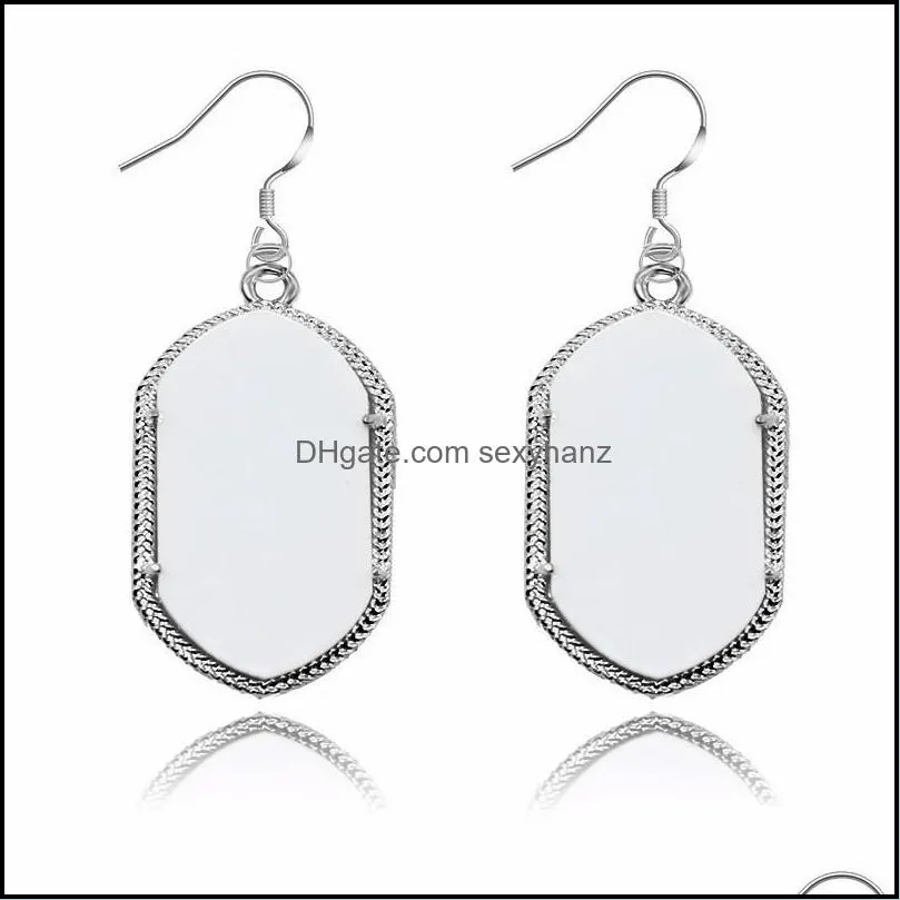 foreign trade europe and the united states personality big earrings silver side acrylic geometric earrings retro alloy pendant earrings