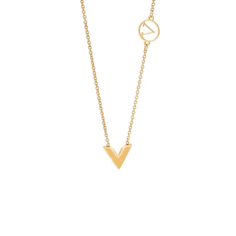 Designer smycken v halsband kvinnlig rostfritt stål par guldkedja hängsmycken på nackgåvan för flickvän brev hängen