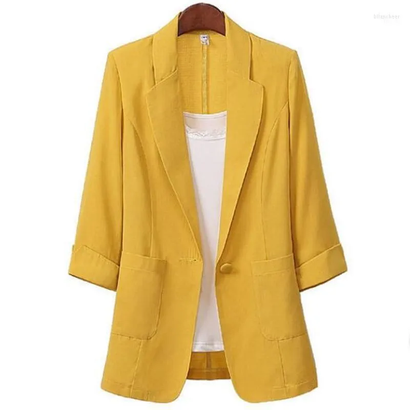 Costumes de femmes Blazers Femmes Color Color Blazer 2022 SPRING COREAN SLIM FIT SOLID MOLD MODE MODE Small veste mince manteau d'été