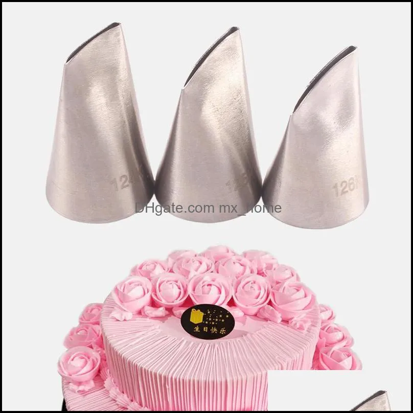 baking & pastry tools 3pcs rose diy icing piping tips sets nozzles stainless steel nozzle set cupcake cake decorating mold