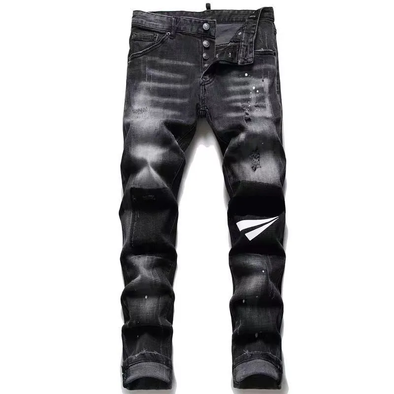 Jeans firmati hip-hop marchio di moda high street jeans retro strappati cuciture pieghe design da uomo pantaloni slim da equitazione305u