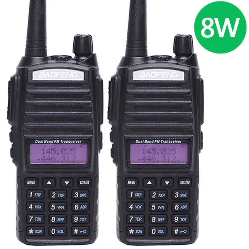 2 pcs baofeng uv-82 mais vhf/uhf de longo alcance 8w walkie walkie talkie portátil cb transceptor amador 2 vias atualização de rádio de UV 82