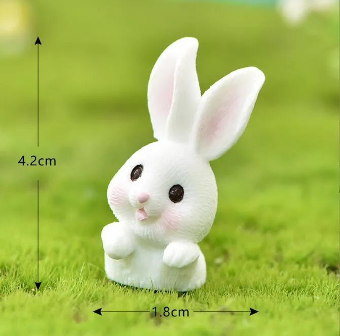 Cute Resin Bunny Ornament Home Miniature Landscape Decoration Mini Rabbit Miniature Figurines Home Decoration Easter Decor