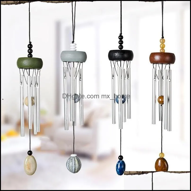 Tubo de alumínio de madeira Creative Mini Metal Wind Chime Home and Car Pingente Decoração Artesanato Presentes ZZA6657 Gota entrega 2021 Pingentes Artes CRAF